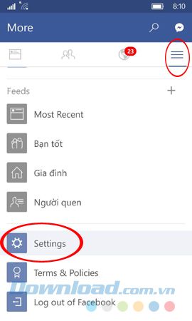 Xóa tài khoản Facebook trên thiết bị Windows Phone