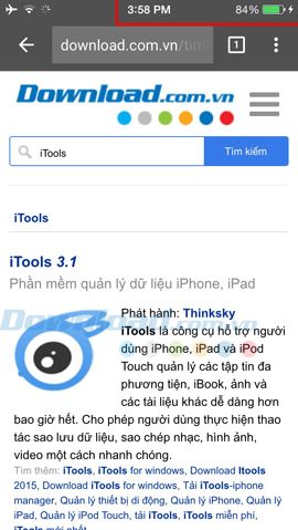 Giao diện iPhone khi duyệt web