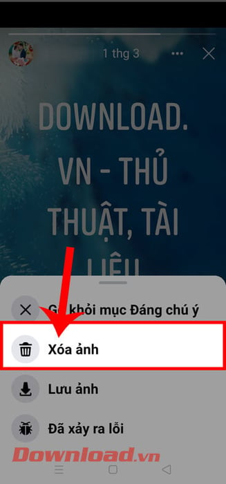 Chạm vào nút Xóa ảnh