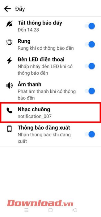 Đã thay đổi âm thanh thông báo