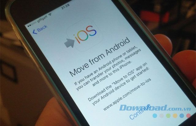 Chuyển dữ liệu sang iPhone bằng ứng dụng Move to iOS
