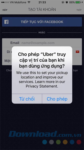 Đăng ký tài khoản Uber