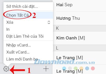 Chọn tất cả danh bạ