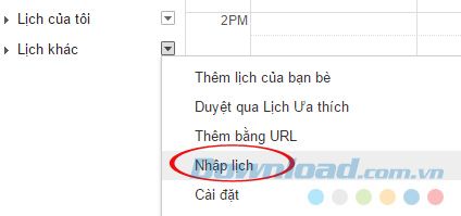 Nhập lịch