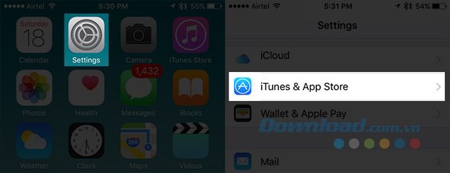 Mở Cài đặt > iTunes & App Store.