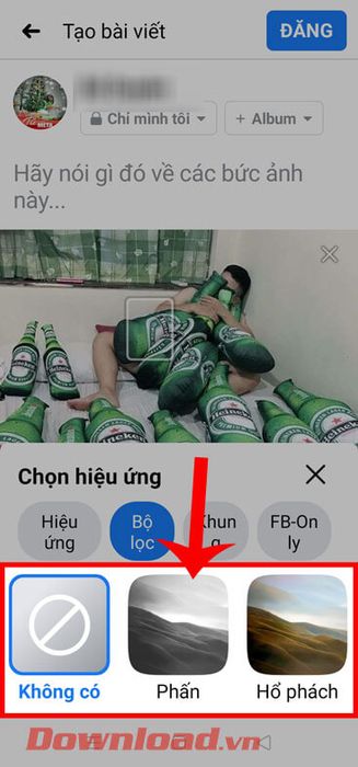 Chọn hiệu ứng màu sắc