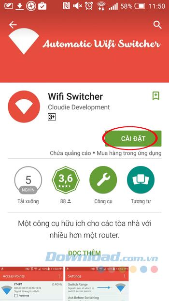 Thiết lập Wifi Switcher