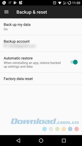 Sử dụng Google Backup