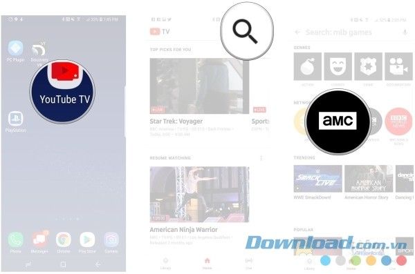 Tìm kiếm theo mạng truyền hình trên YouTube TV