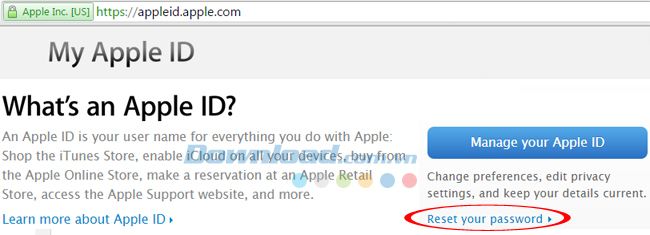 Đặt lại mật khẩu Apple ID