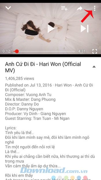 Thực đơn YouTube