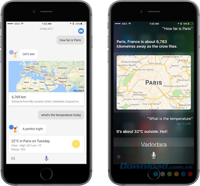 So sánh Siri với Google Assistant