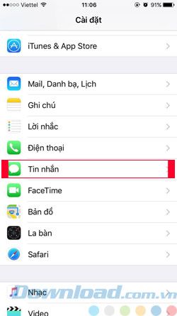 Giao diện cài đặt