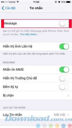 Thiết lập tin nhắn