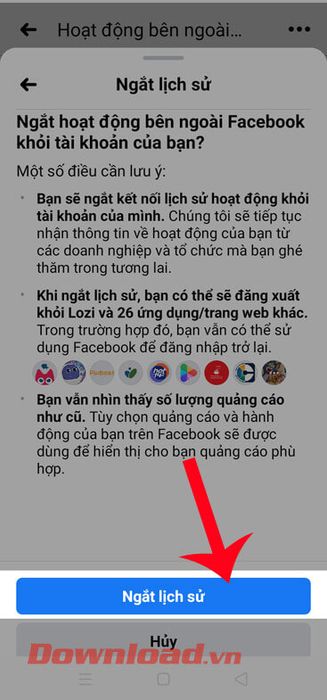 Chạm vào nút Ngắt kết nối