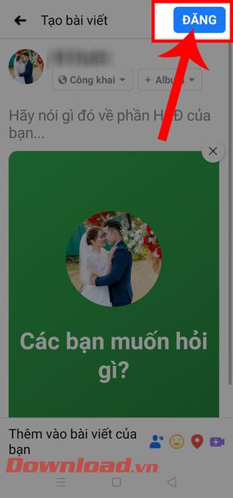 Chạm vào nút Đăng 