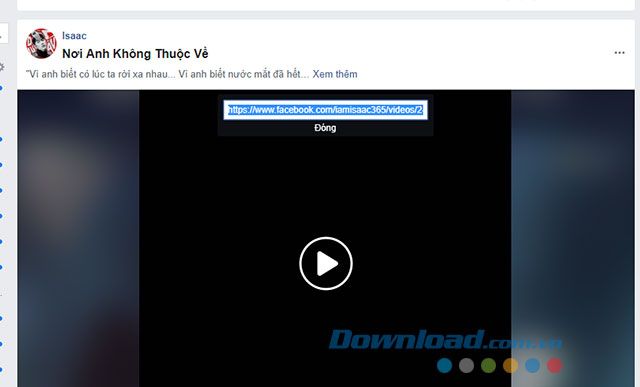 Sao chép đường link của video