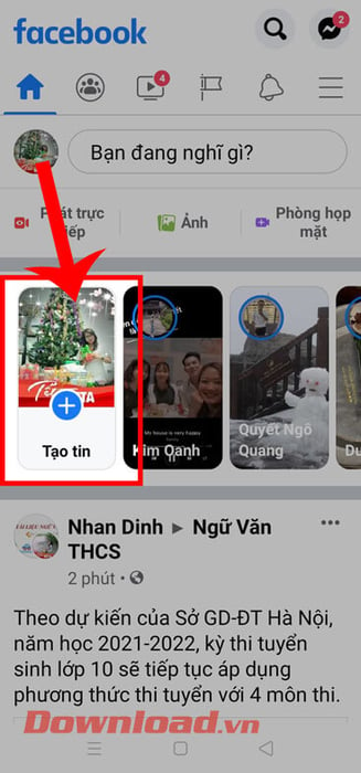 Nhấn vào Tạo tin