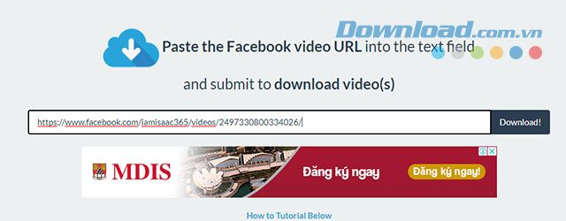 Dán đường link video Facebook