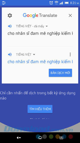 Dịch nhanh văn bản trên Android