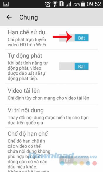 Giới hạn việc sử dụng