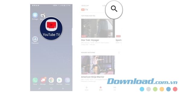 Tìm kiếm trên YouTube TV