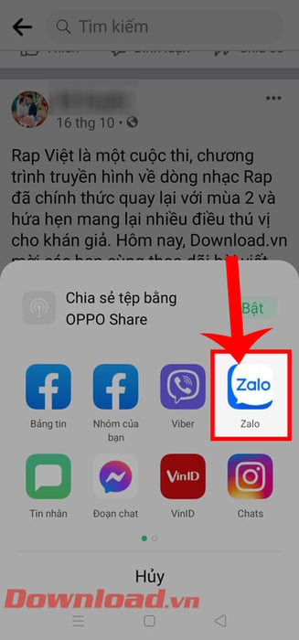 Chọn ứng dụng Zalo