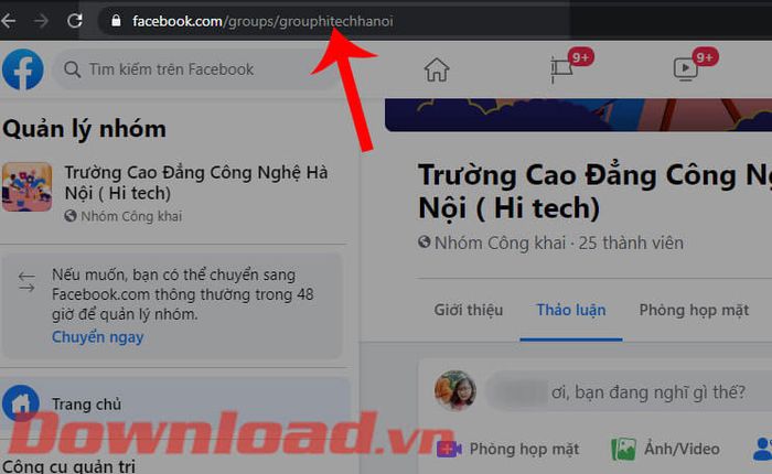 Đường liên kết của nhóm Facebook đã được thiết lập lại