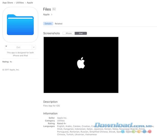 Ứng dụng Files có mặt trên App Store