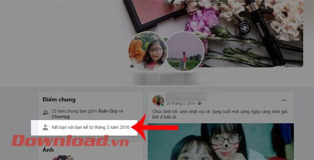 Thời gian kết bạn trên Facebook