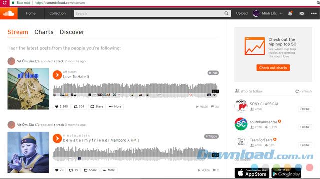 Đăng nhập vào SoundCloud trên máy tính