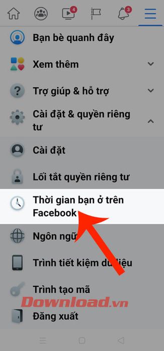 Chạm vào phần Thời gian trên trang Facebook của bạn