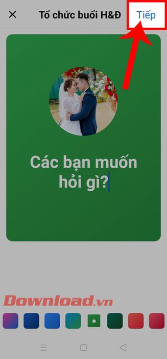 Chạm vào nút Tiếp