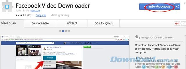 Cài đặt tiện ích mở rộng Facbook Video Mytourer.