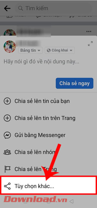 Bấm vào mục Tùy chọn khác