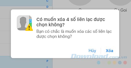 Xác nhận thao tác xóa