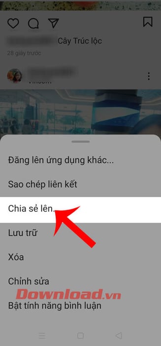 Nhấn nút Chia sẻ lên