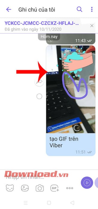 GIF đã được gửi đi trên Viber