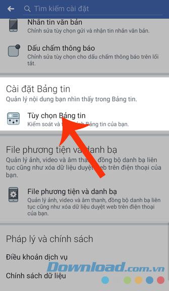 Chọn Tuỳ chọn Bảng tin