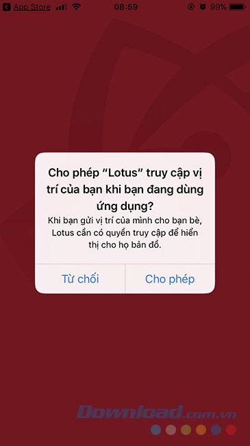 Lotus muốn lấy thông tin vị trí của bạn