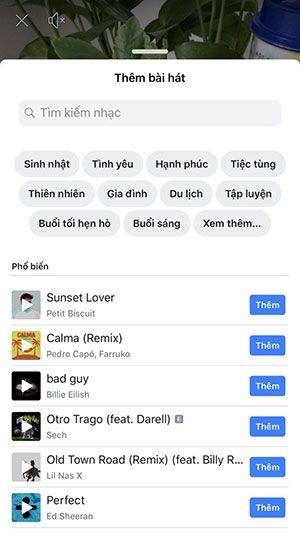 Lựa chọn bài hát để thêm vào video