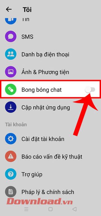 Đẩy công tắc sang phải