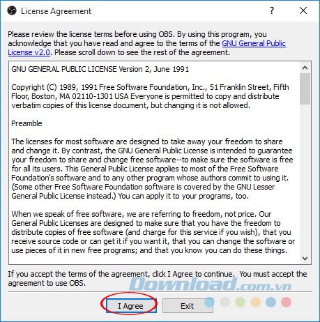 Chấp nhận sử dụng OBS Studio