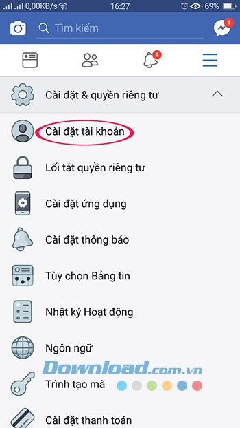 Cài đặt tài khoản