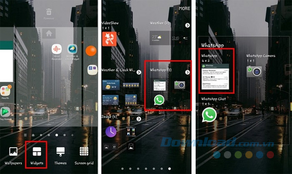 Kéo widget ứng dụng WhatsApp