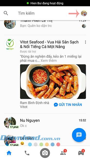 Trang cá nhân trên Facebook Messenger