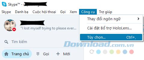 Cài đặt chuyển tiếp cuộc gọi Skype