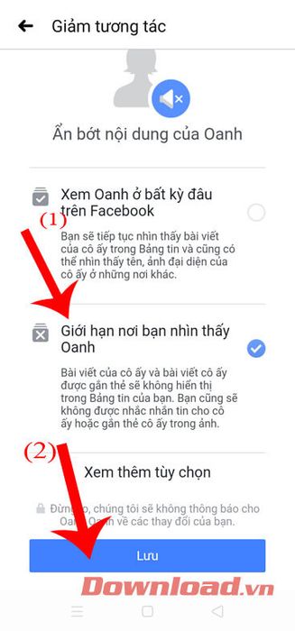 Chọn Giới hạn nơi xuất hiện