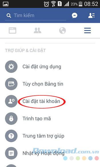 Cài đặt tài khoản