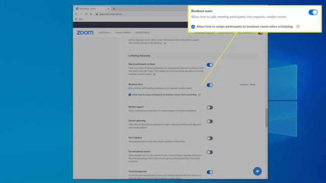 Bật tính năng Chia nhỏ phòng trong Zoom